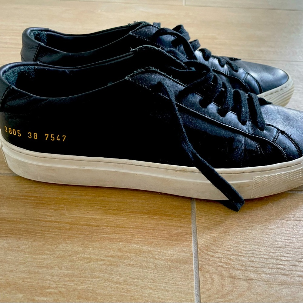 Women’s Common Projects, Achilles Leather Low-Top, Black, Size 9